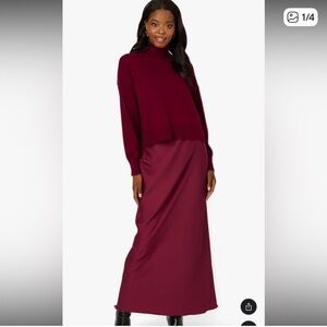 MSK Burgundy Knit Maxi Dress Set